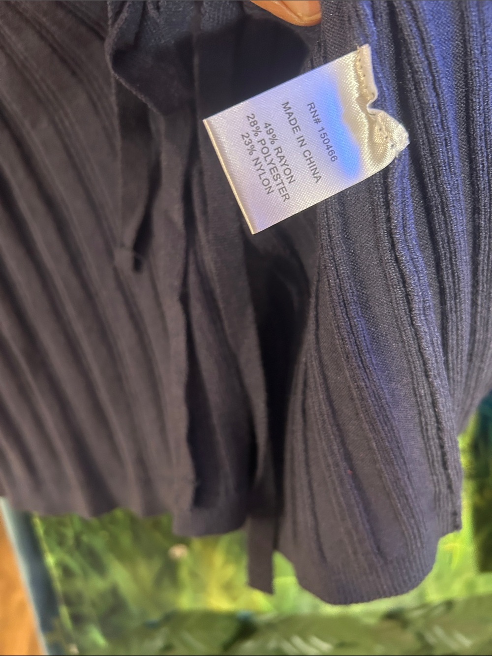 Mystique Boutique Navy Ribbed Tie-Front Long Sleeve Top - Picture 5 of 5